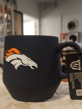 Denver Broncos Matte Navy Ceramic Mug with Team Logo